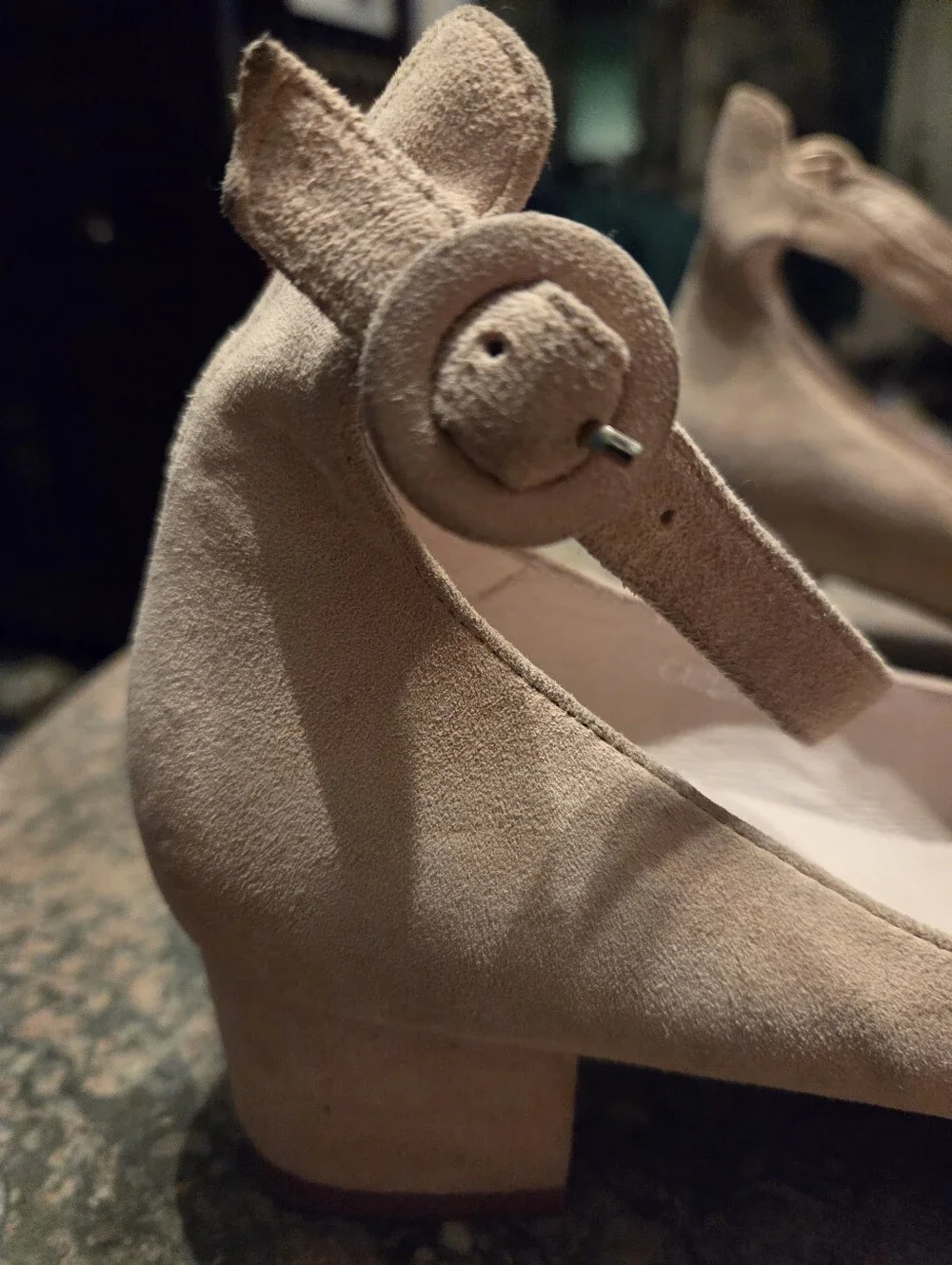 Silent D Women’s Embroidered Ankle-Strap Low Heels - Pale Pink
